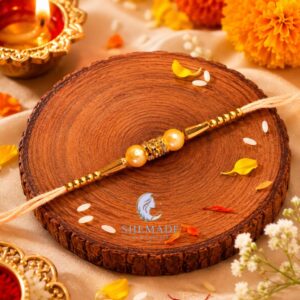 Handmade Golden Pearl Rakhi for Brother