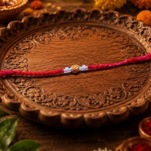 SHEMADE Red Thread Crystal Rakhi with Golden Bead